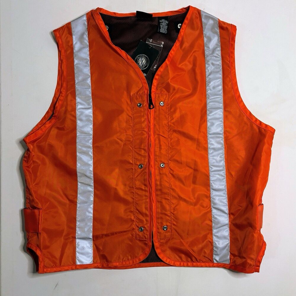 NEW Vintage Y2K $125 Mens DKNY JEANS 3M Zip Up Vest Med Reflective Utility Mesh